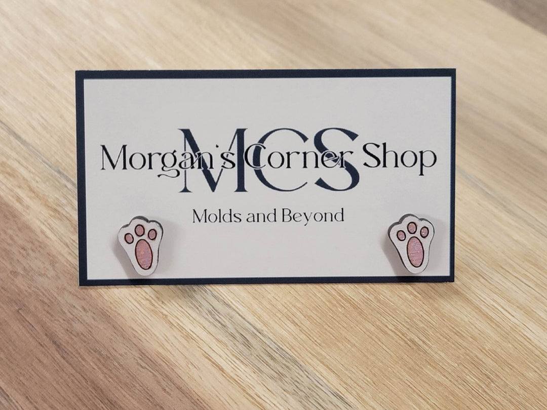 Wood Bunny Feet Stud Earrings - Playful and Eco-Friendly Jewelry