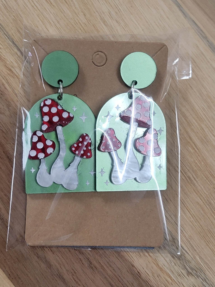 Handcrafted Acrylic Mushroom Earrings - Whimsical and Colorful Accessories