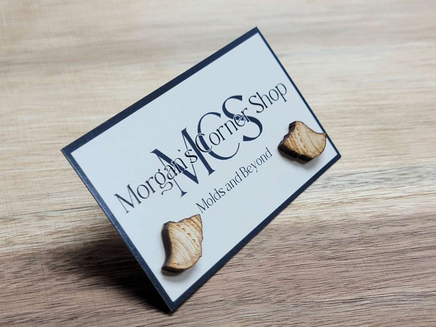 Natural Wood Sea Shell Stud Earrings | Laser Cut Handcrafted Jewelry