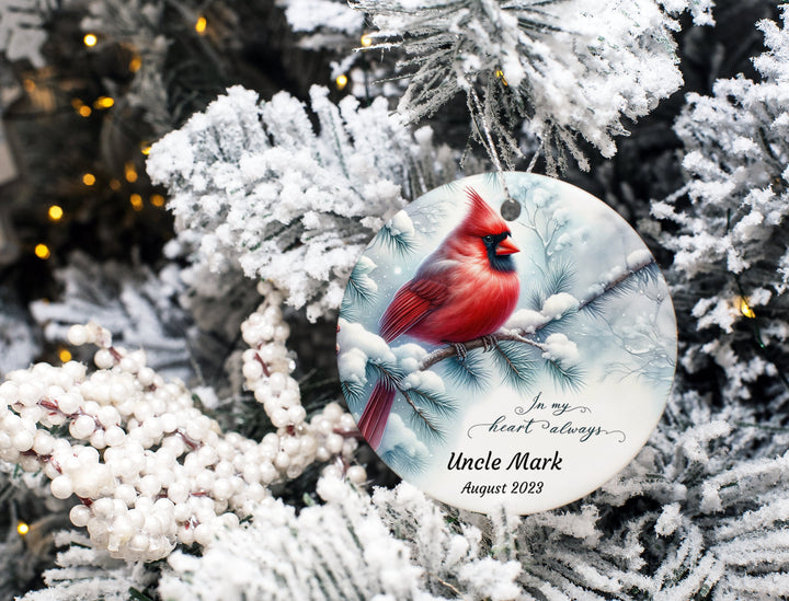 Personalized Cardinal Memorial Ornament - In My Heart Always - Ceramic or Glass - Custom Name &amp; Date