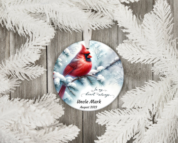 Personalized Cardinal Memorial Ornament - In My Heart Always - Ceramic or Glass - Custom Name &amp; Date