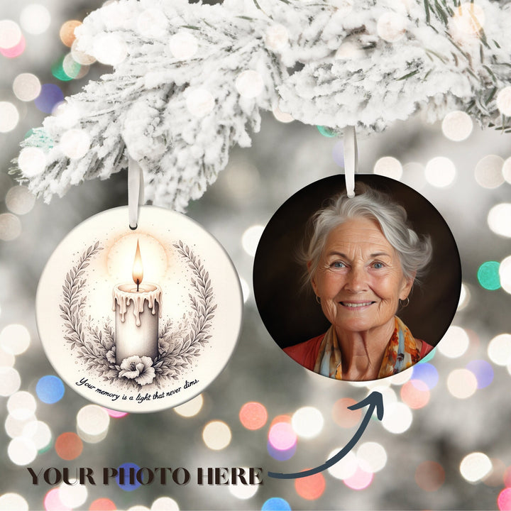 Personalized Photo Memorial Ornament, Your Memory is A Light That Never Dims, Ceramic Ornament, Custom Ornament, Memorial Gift, Sympathy