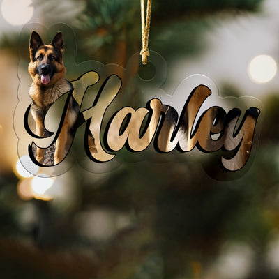 Custom Acrylic Personalized Pet Ornament, custom phot ornament, pet name ornament, Pet Photo Ornament, Memorial Ornament,