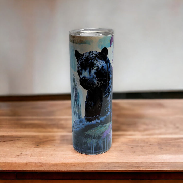 Majestic Jaguar 20oz Stainless Steel Tumbler - Vibrant Jungle-Themed Insulated Drinkware