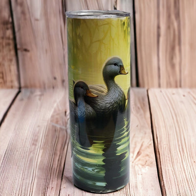 Serene Duck Family 20oz Tumbler - Handmade Stainless Steel Insulated Drinkware