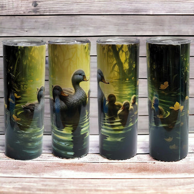 Serene Duck Family 20oz Tumbler - Handmade Stainless Steel Insulated Drinkware