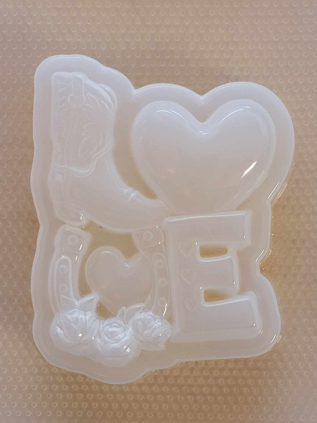 LOVE with Cowboy Boots, Horseshoe &amp; Flowers Plastic Mold or Silicone mold, bath bomb mold, soap mold, resin mold, chocolate mold, love word